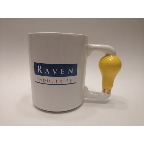 USA Made "Idea Mug" Coffee Mug White W/ Light Bulb Handle - Raven Industries - Picture 2 of 8